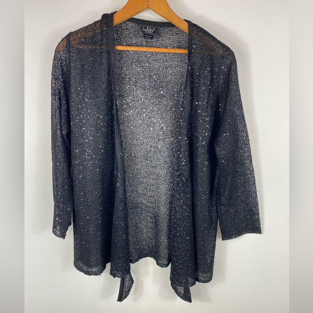 Belldini Black Sequin Cardigan Large LIKE NEW